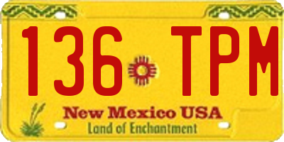 NM license plate 136TPM