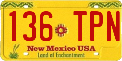 NM license plate 136TPN