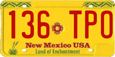 NM license plate 136TPO