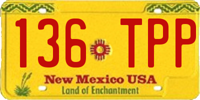 NM license plate 136TPP