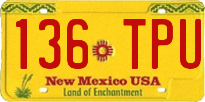 NM license plate 136TPU