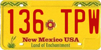 NM license plate 136TPW