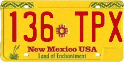 NM license plate 136TPX