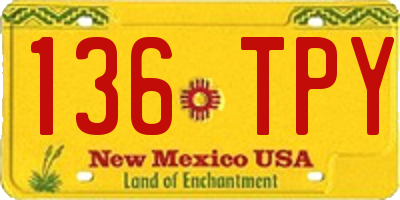 NM license plate 136TPY
