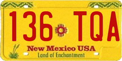 NM license plate 136TQA