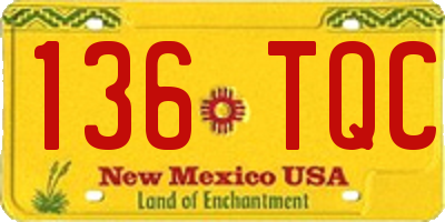 NM license plate 136TQC