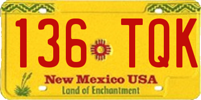 NM license plate 136TQK