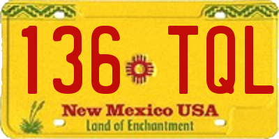 NM license plate 136TQL
