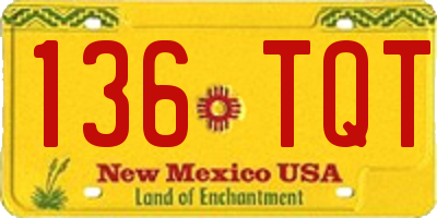 NM license plate 136TQT
