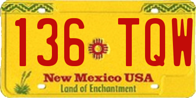 NM license plate 136TQW