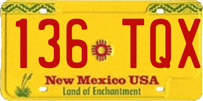 NM license plate 136TQX