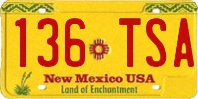 NM license plate 136TSA
