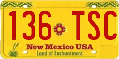 NM license plate 136TSC
