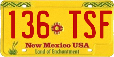 NM license plate 136TSF