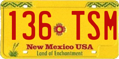 NM license plate 136TSM