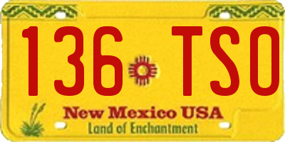NM license plate 136TSO