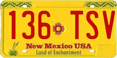 NM license plate 136TSV