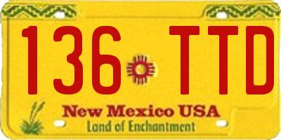NM license plate 136TTD