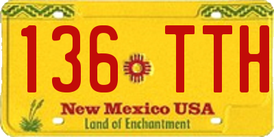 NM license plate 136TTH