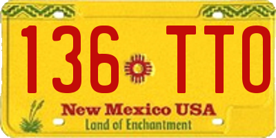 NM license plate 136TTO