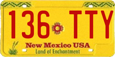NM license plate 136TTY
