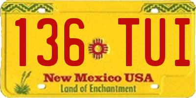 NM license plate 136TUI