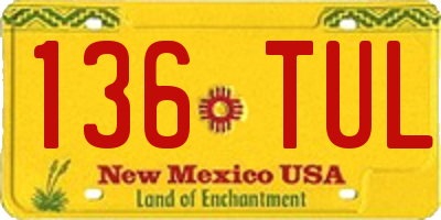 NM license plate 136TUL