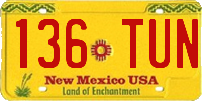 NM license plate 136TUN