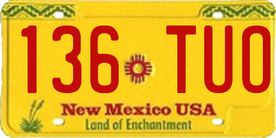 NM license plate 136TUO