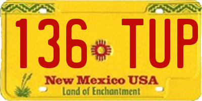 NM license plate 136TUP
