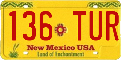 NM license plate 136TUR