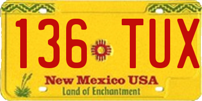 NM license plate 136TUX