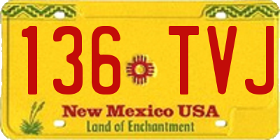 NM license plate 136TVJ