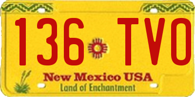 NM license plate 136TVO