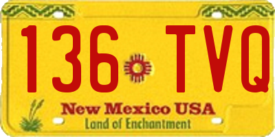 NM license plate 136TVQ