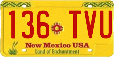NM license plate 136TVU