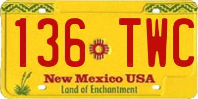 NM license plate 136TWC