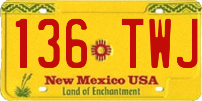 NM license plate 136TWJ