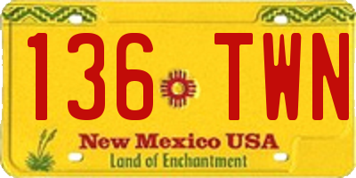 NM license plate 136TWN
