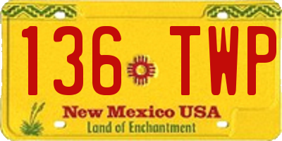 NM license plate 136TWP