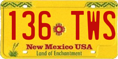 NM license plate 136TWS