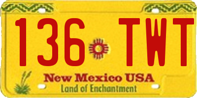 NM license plate 136TWT