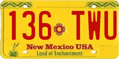 NM license plate 136TWU