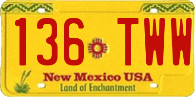 NM license plate 136TWW