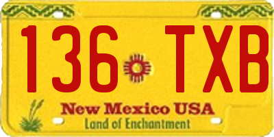 NM license plate 136TXB