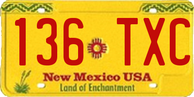NM license plate 136TXC