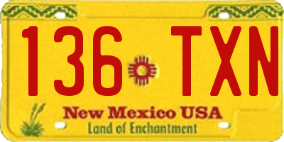 NM license plate 136TXN