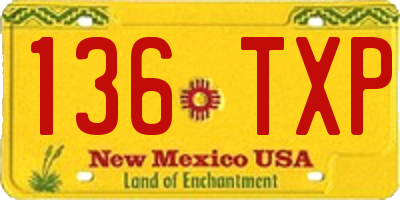 NM license plate 136TXP