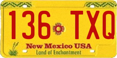 NM license plate 136TXQ