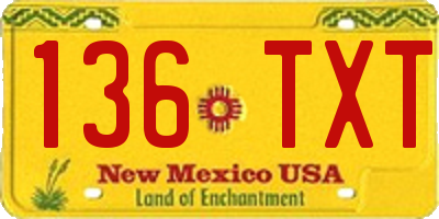 NM license plate 136TXT